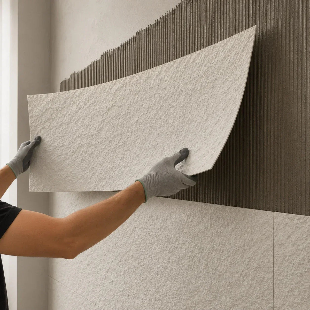 flexistone panel being installed