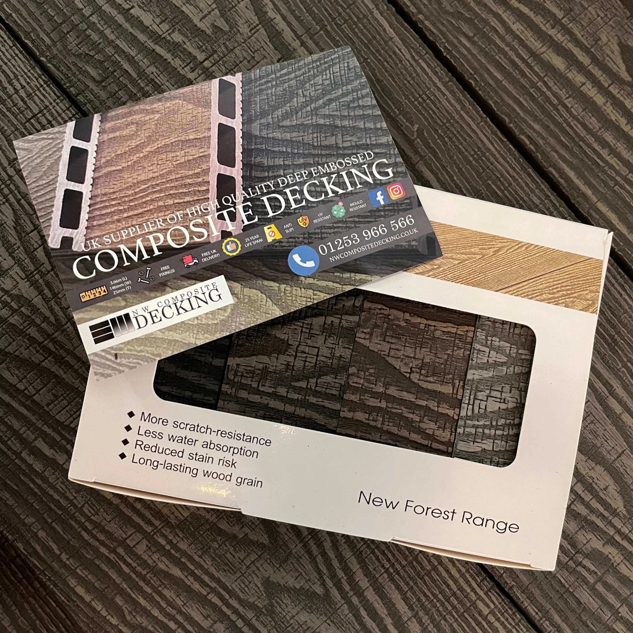 NW Composite Decking sample pack of four colour with leaflet