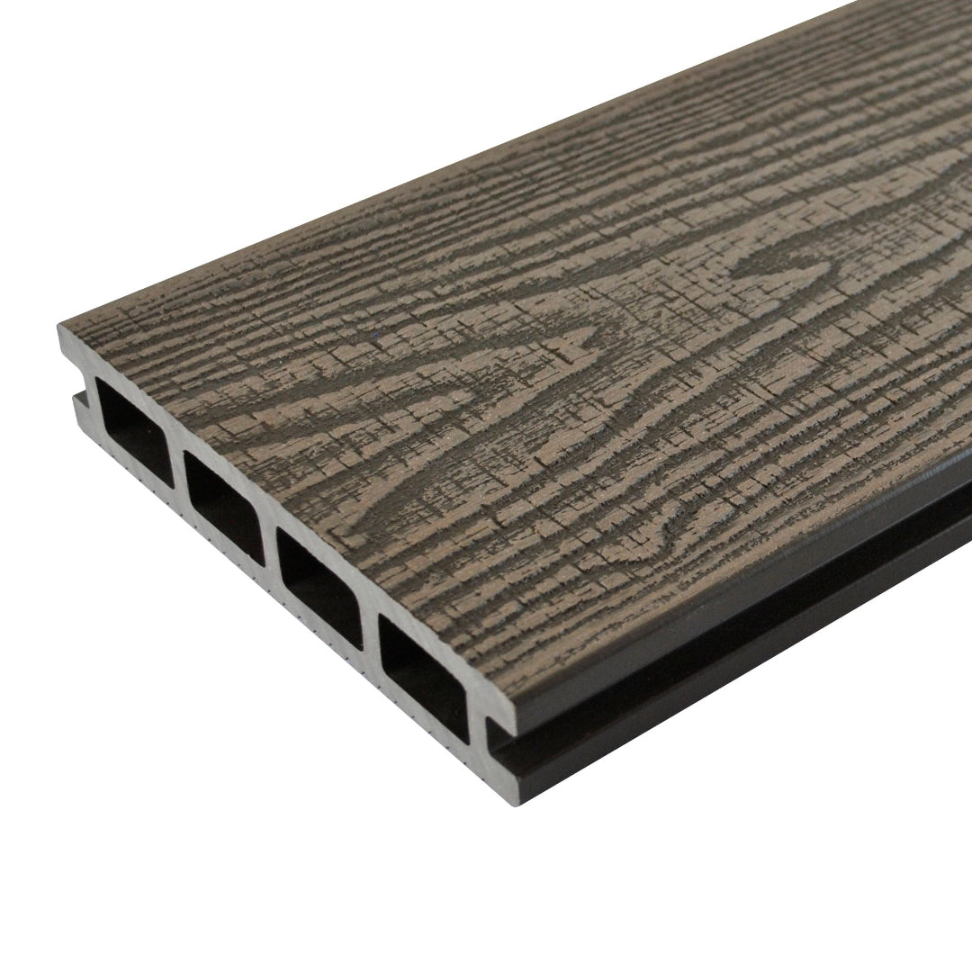 brown composite deck board on a white background