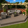 antique ash composite decking in a garden setting with furnishings