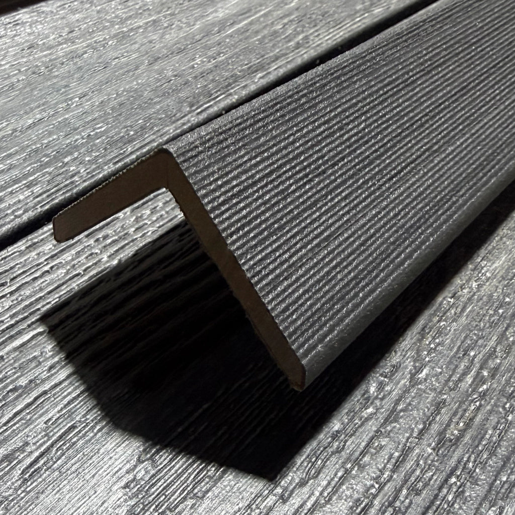 charcoal premium dual capped composite trim close up