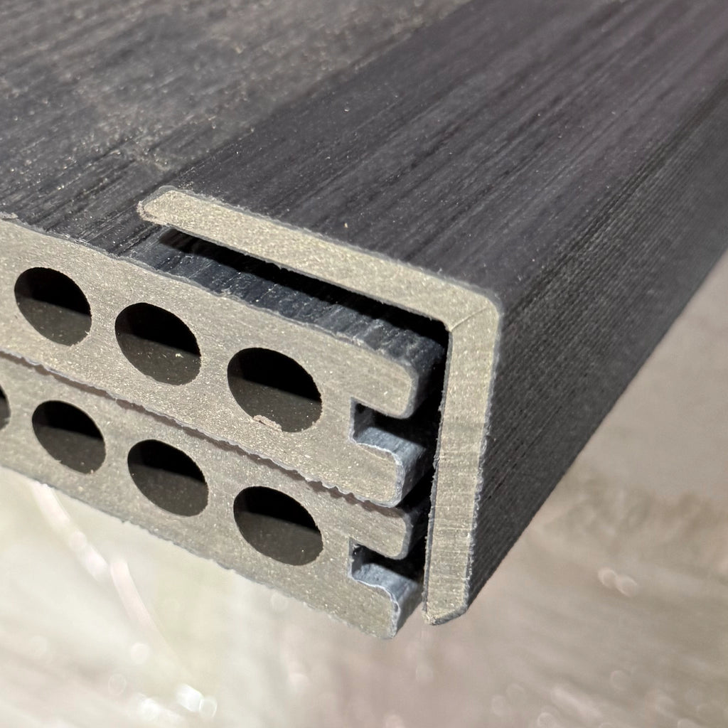 charcoal premium dual capped composite trim in situ