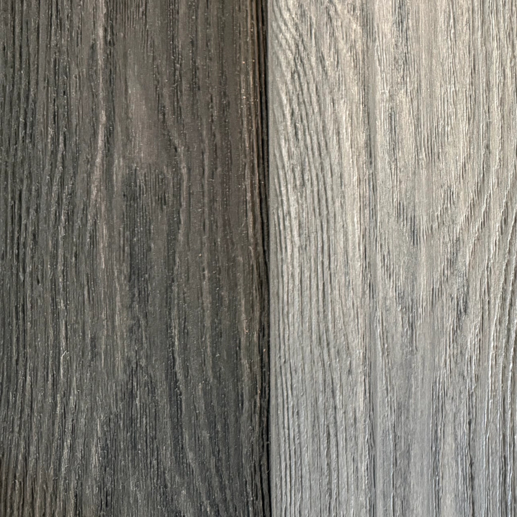 Charcoal / Grey Premium Dual-Capped Composite Decking Board side by side close up