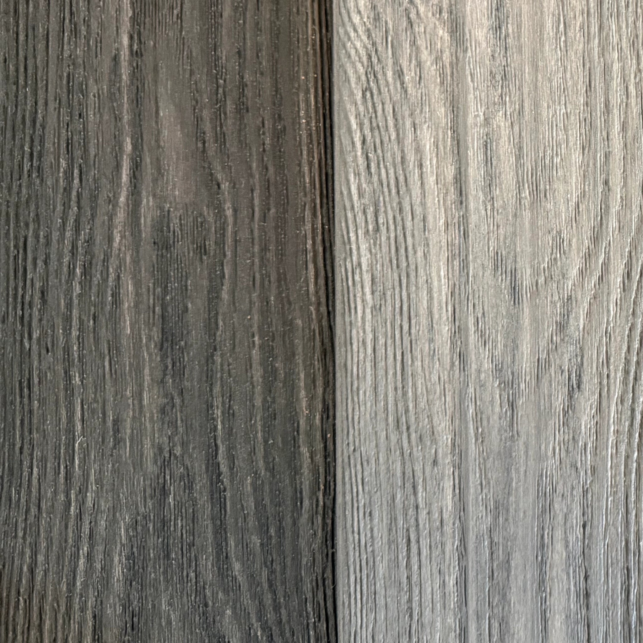 Charcoal / Grey Premium Dual-Capped Composite Decking Board side by side close up