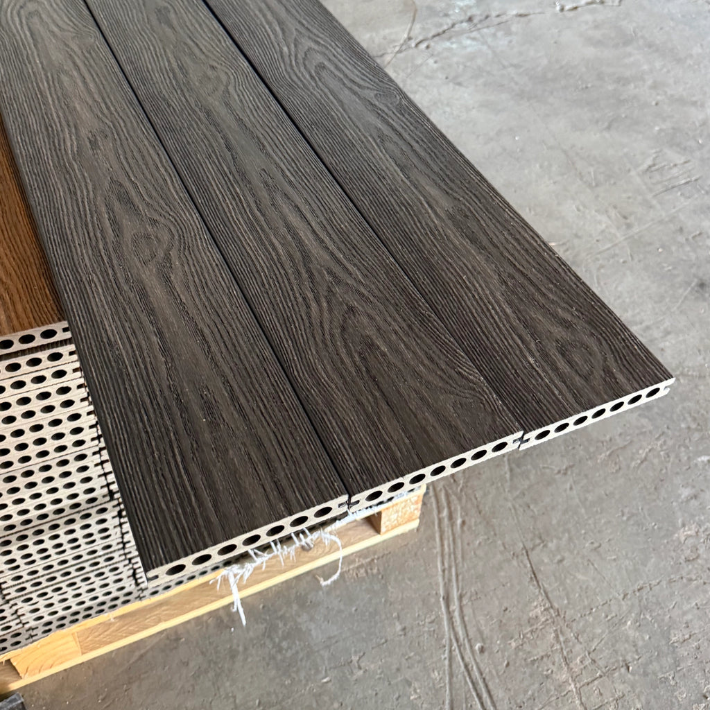 Charcoal  Premium Dual-Capped Composite Decking Board row of 3 boards