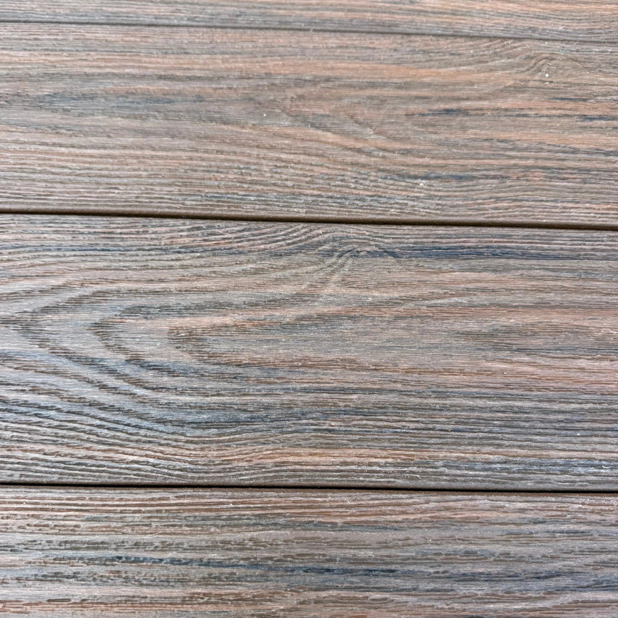 premium dual capped elm composite decking boards closer