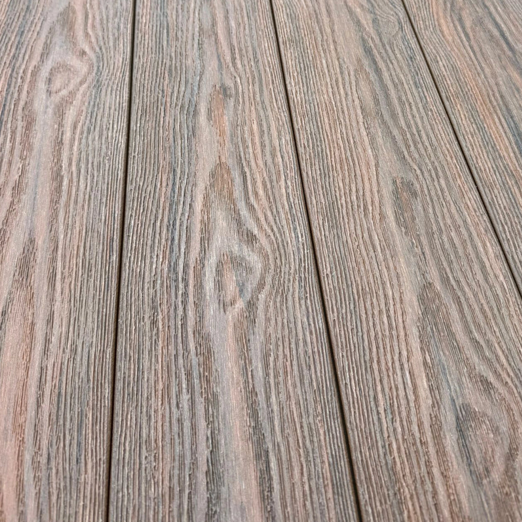 premium dual capped elm composite decking boards  close up
