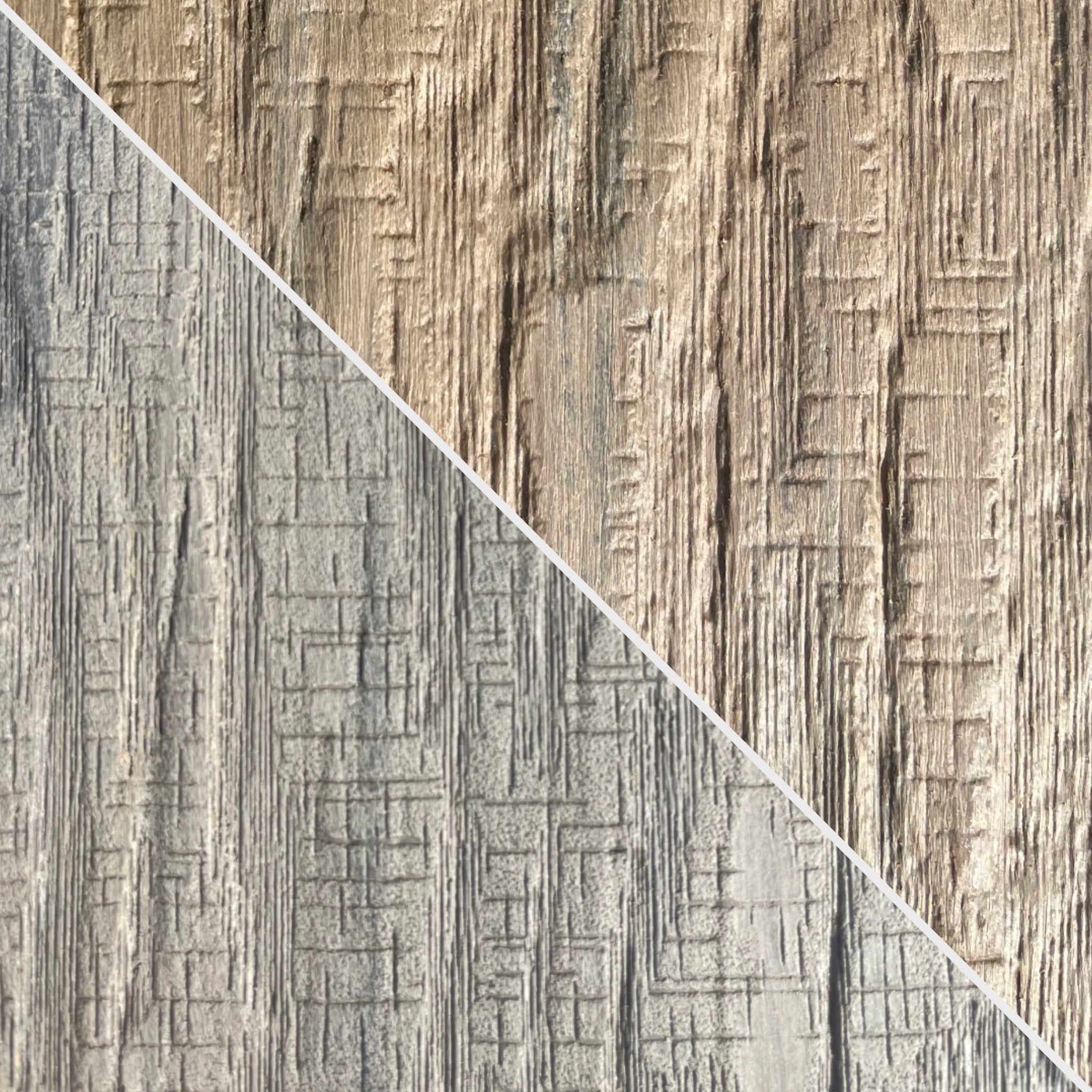 Two different composite wood texture patterns side by side