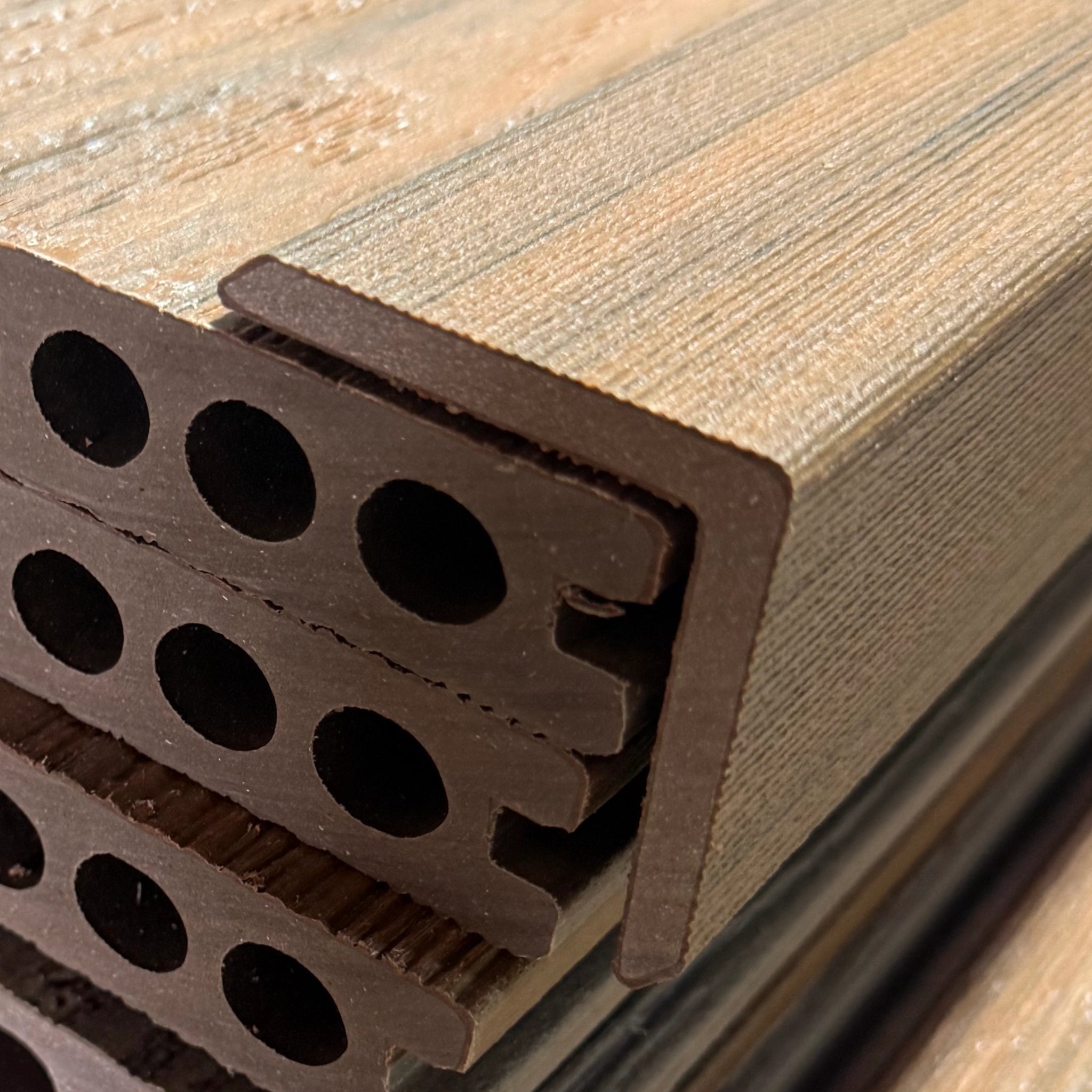 elm premium dual capped composite trim in situ