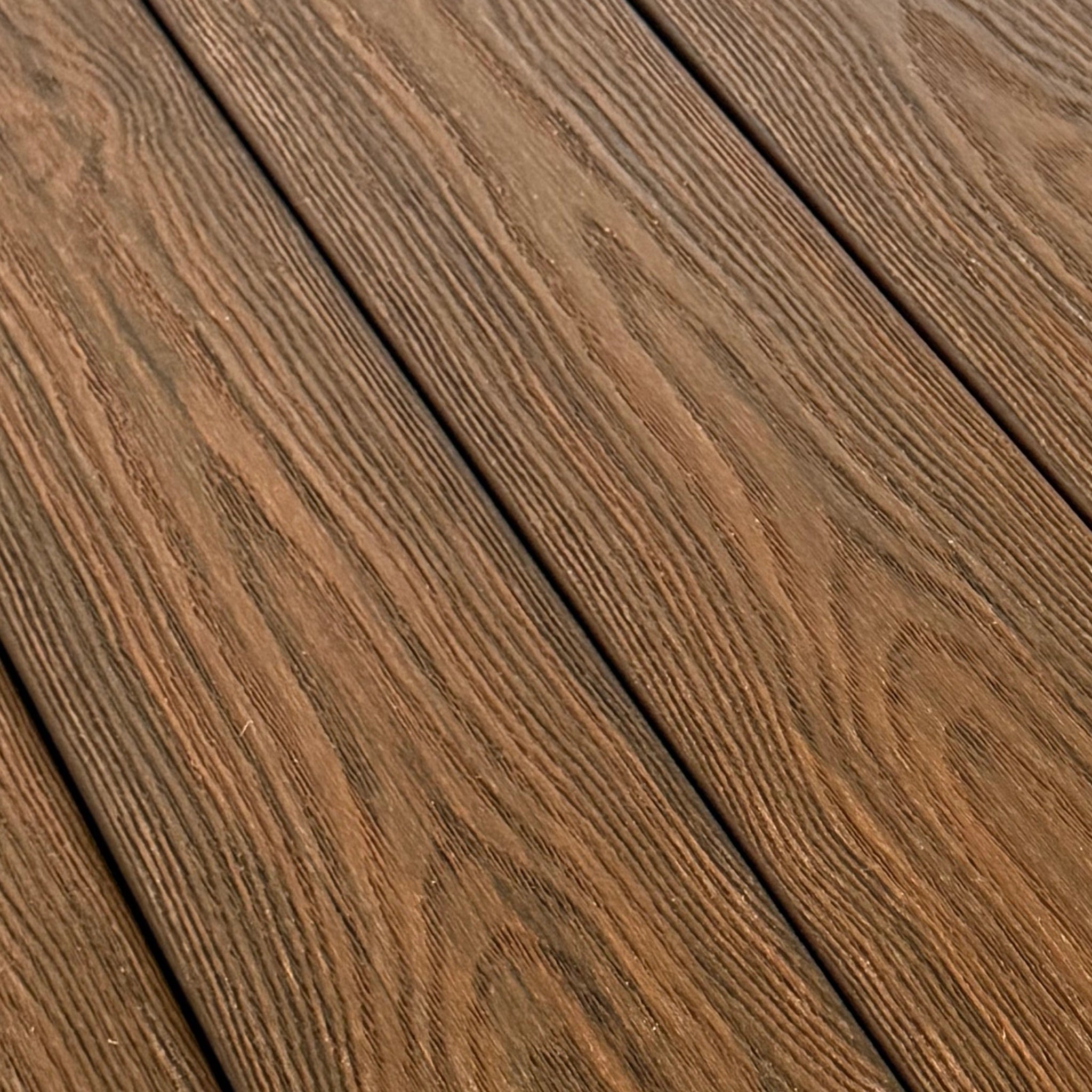 premium Dual-Capped Composite Decking Board – Elm  close up