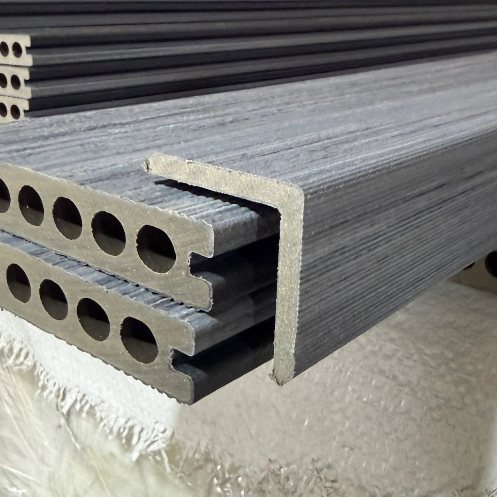 grey premium dual capped composite trim in situ