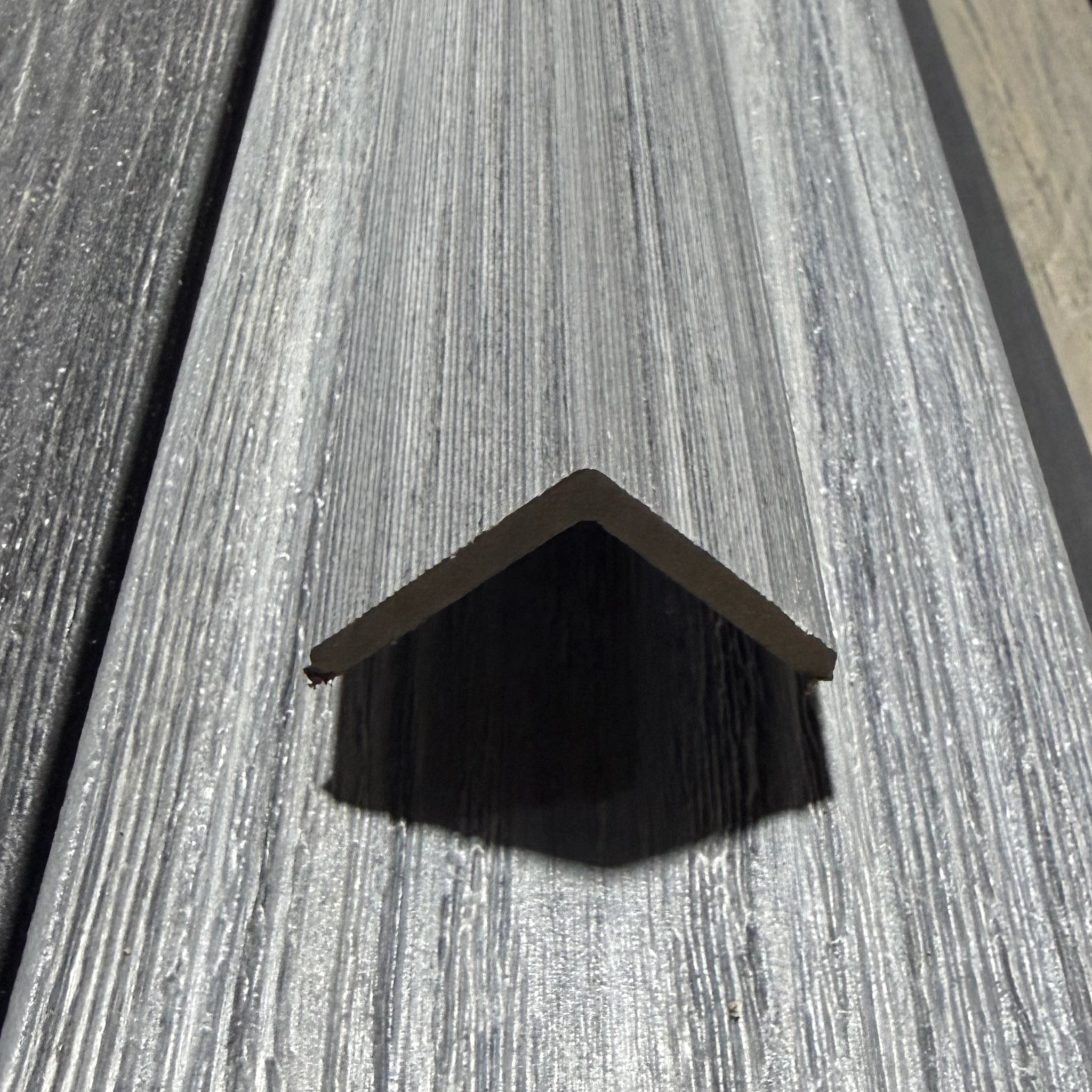 grey premium dual capped composite trim above