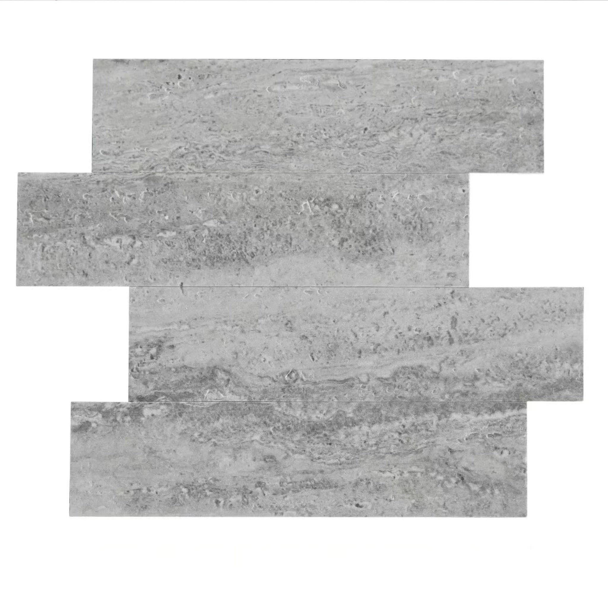 Grey travertine peel and stick flexistone close up of a panel