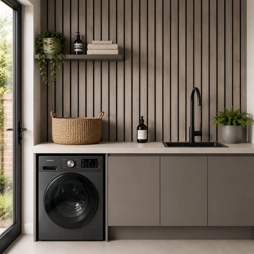 Grey Aqua Slat Lifestyle Image in a utility room