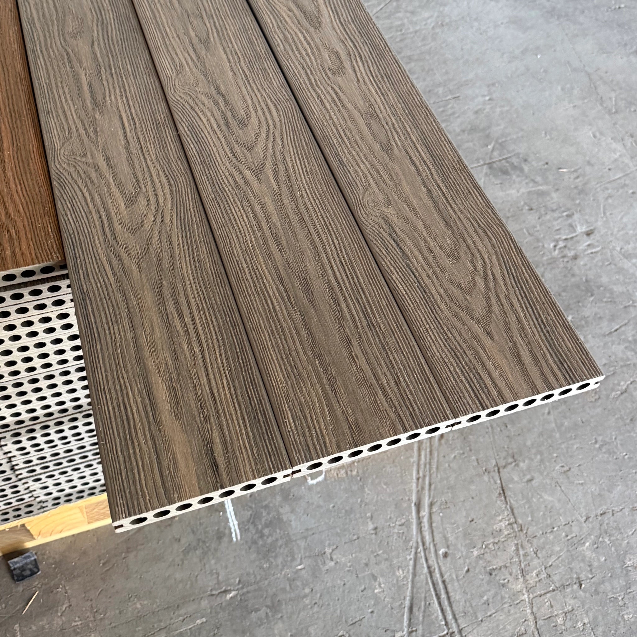 premium Dual-Capped Composite Decking Board jade row of 3 boards