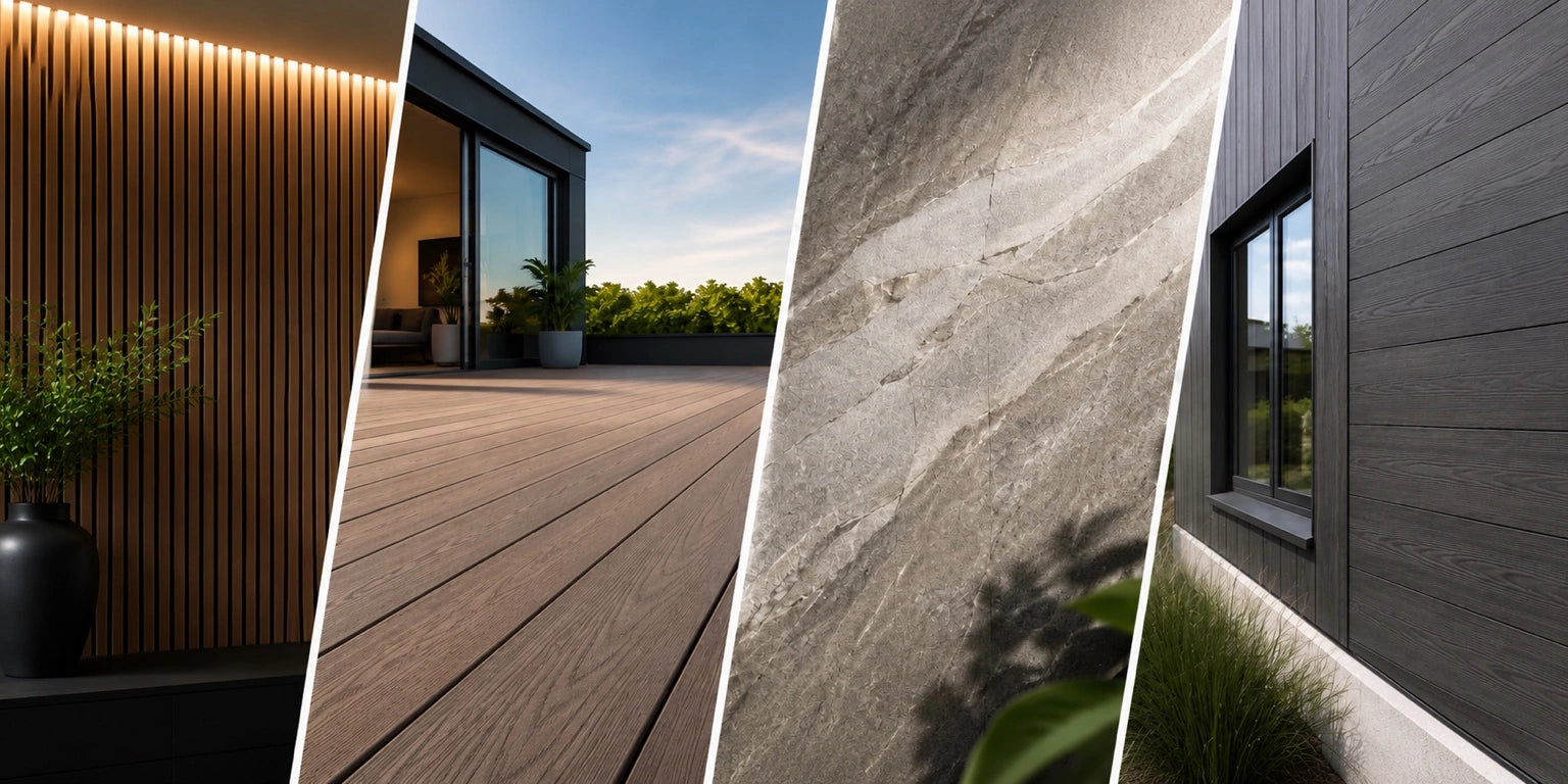 4 images of nw composite decking main prdoucts