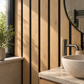 Oak Waterproof Aqua Wall Panels In a Bathroom setting