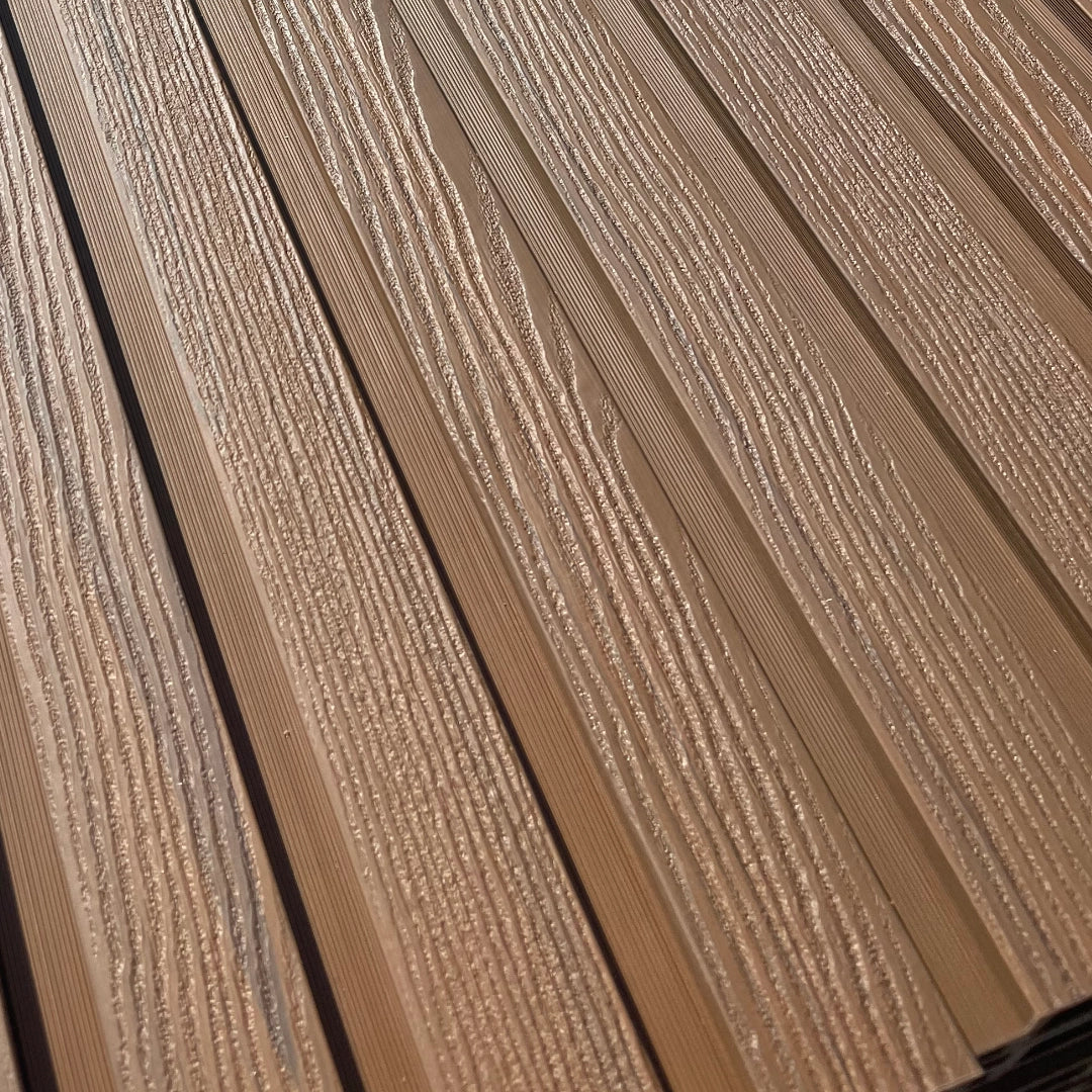 Close-up of brown Cladding with visible grain