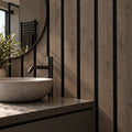 Walnut Waterproof Aqua Wall Panels In a Bathroom setting