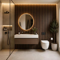 Walnut Aqua Slat Lifestyle Image in a bathroom setting