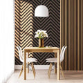 Walnut Herringbone Acoustic Wall Panel With chairs and table