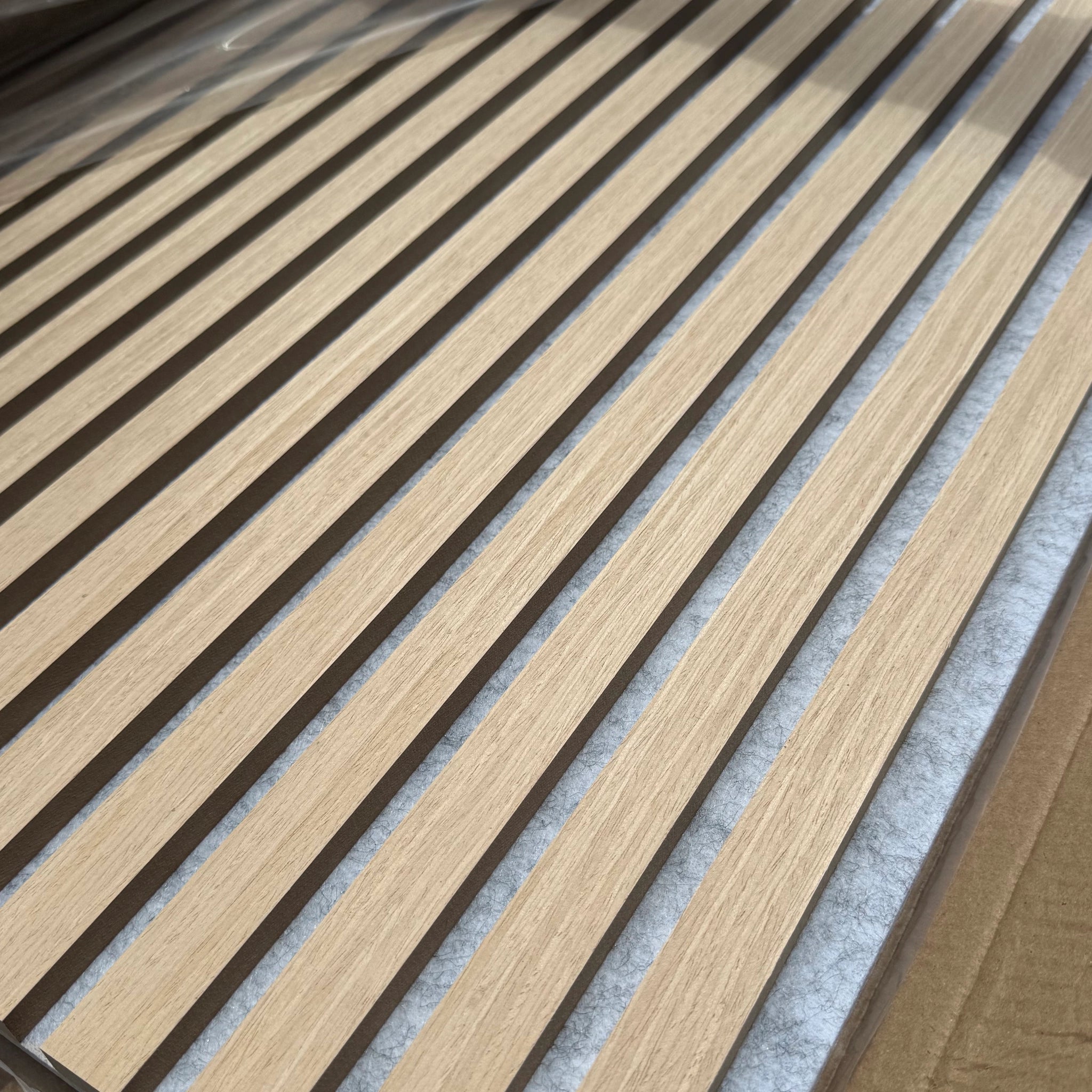 Oak Acoustic Wall Panel With Grey Felt 2400x600mm