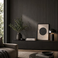 nw composite black oak acoustic wall panel in living room
