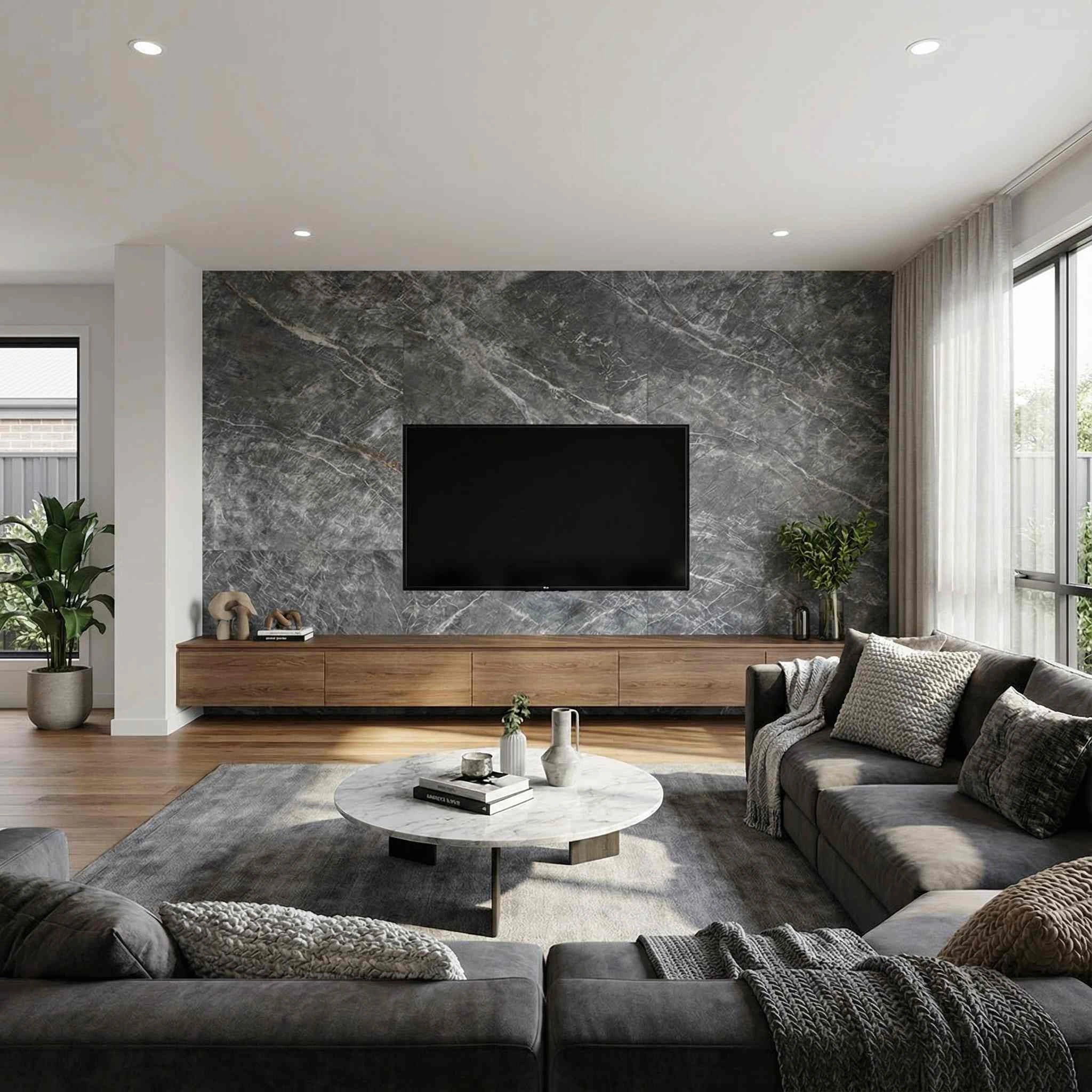 classic slate flexistone living room backdrop with furnishings