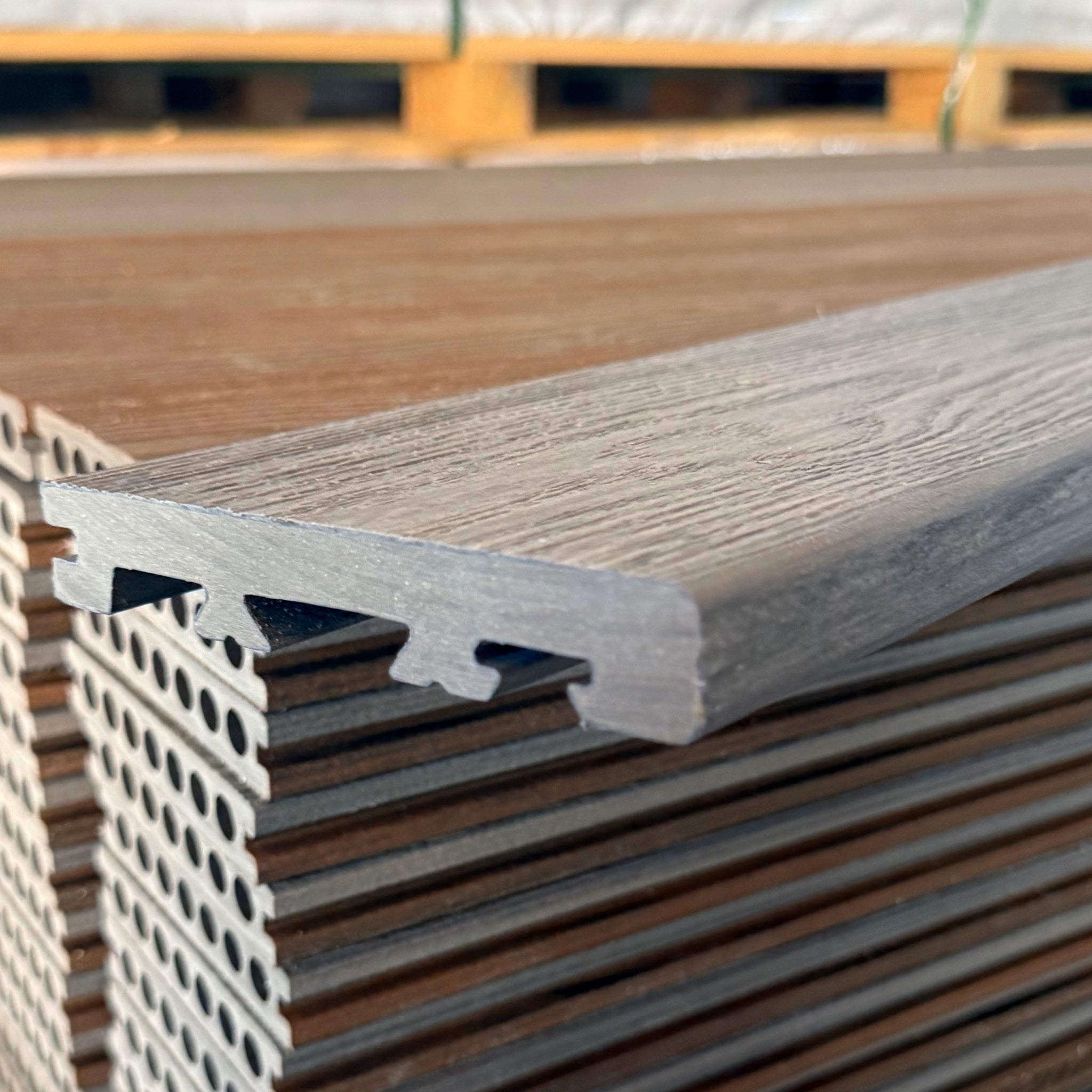 Grey Premium Dual-Capped Composite Bullnose Edge Board 3660mm Side on
