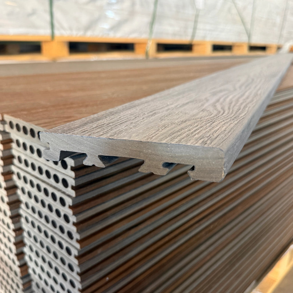Grey Premium Dual-Capped Composite Bullnose Edge Board 3660mm close up