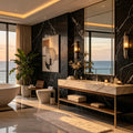 black streak matt SPC wall panels in a modern interior