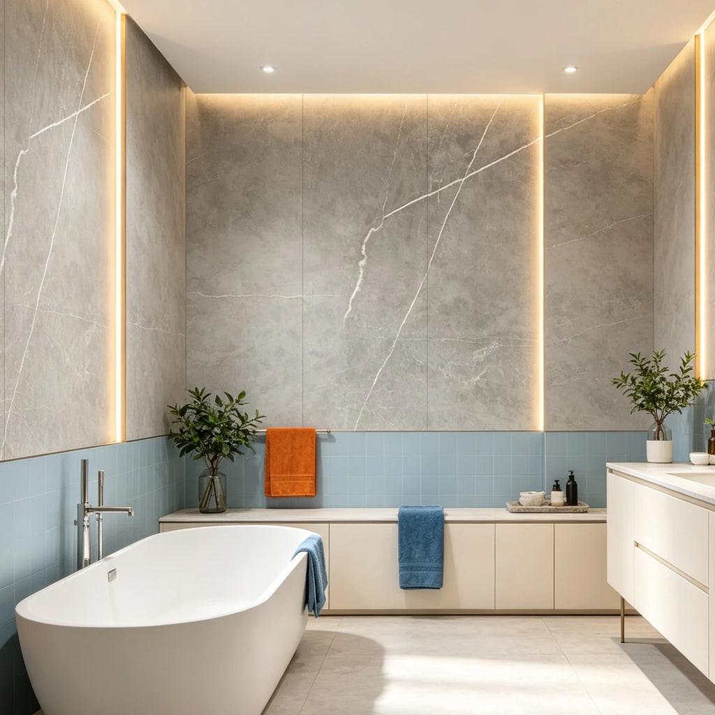 Carrara Mercury SPC wall panels in a modern interior