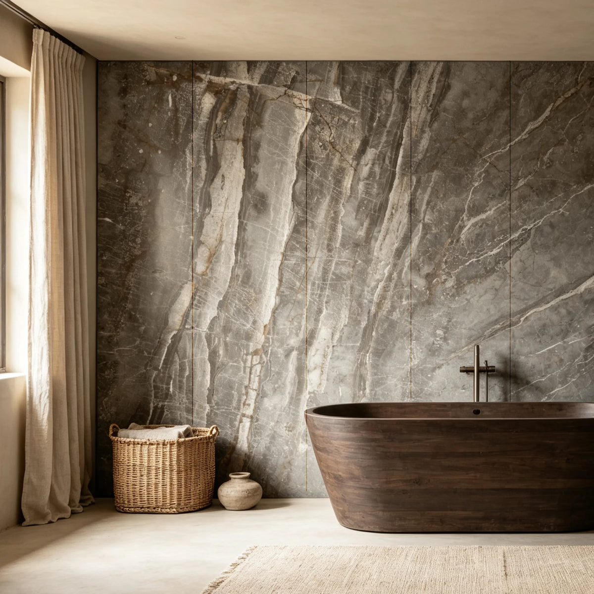 Geminis Granite Matt SPC Wall Panels in a modern bathroom setting