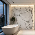 Marble White matt SPC wall panels installed in a modern bathroom