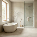 rust stone matt spc wall panels in a modern bathroom