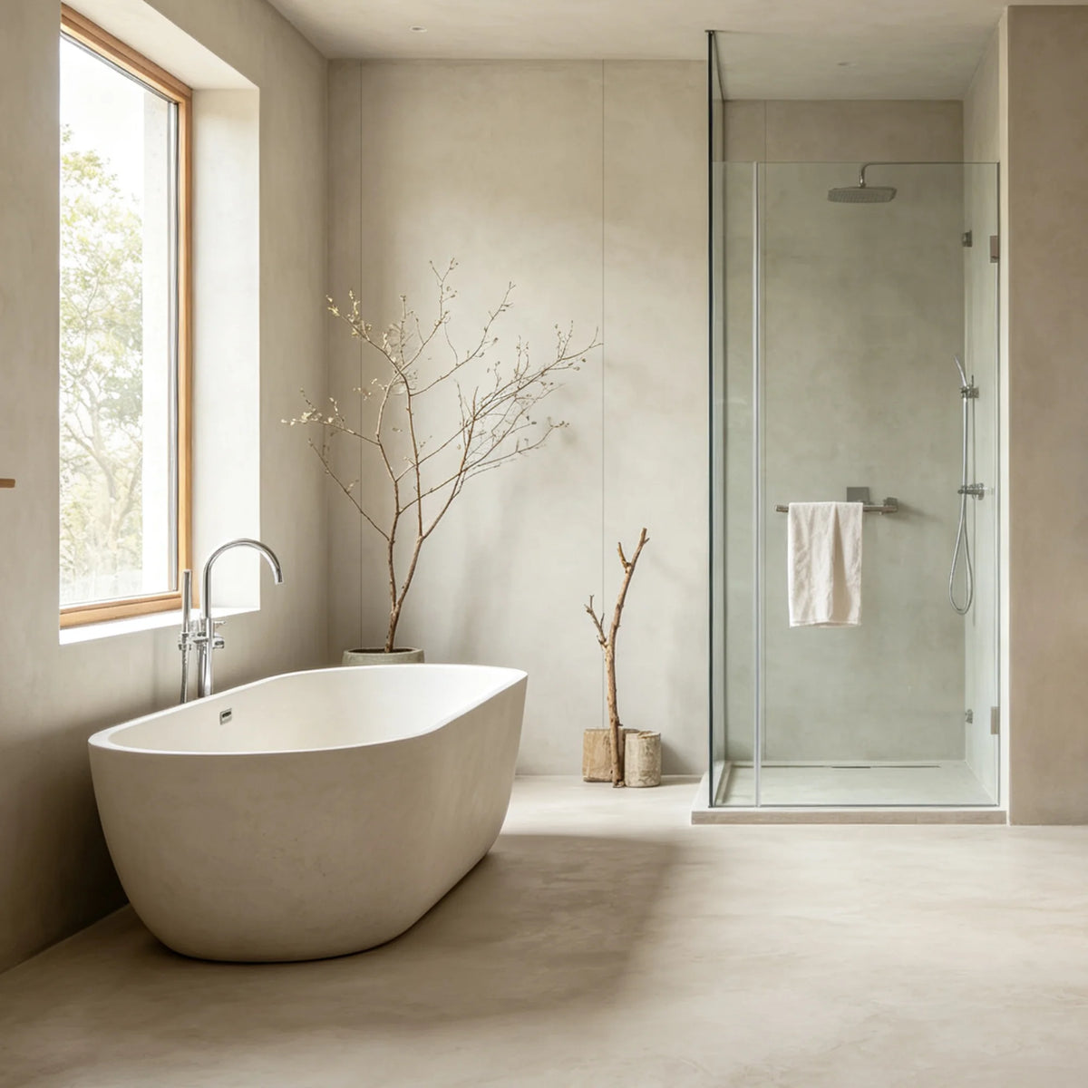 rust stone matt spc wall panels in a modern bathroom