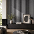 nw composite stone grey acoustic wall panel on wall in living room